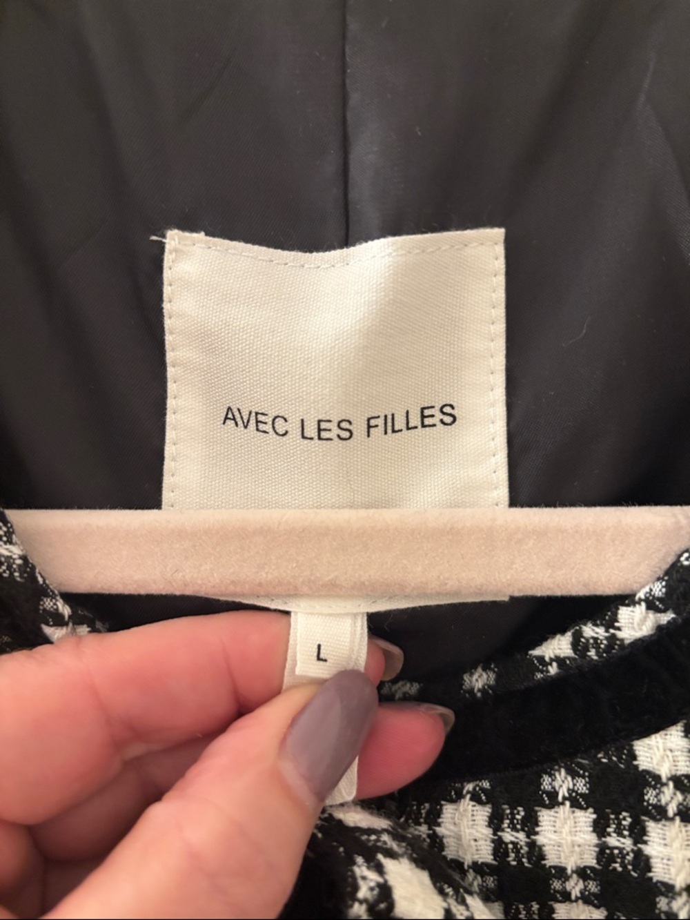 New Avec Les Filles Black and White Tweed Cropped Jacket - Picture 4 of 10